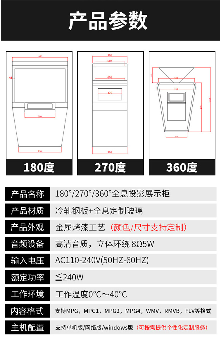 3D全息投影技術參數