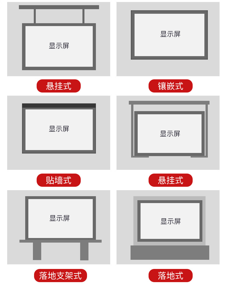 led小間距顯示屏多樣化安裝方式