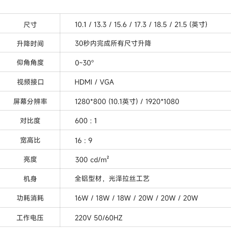 無紙化會議升降一體機產品參數3